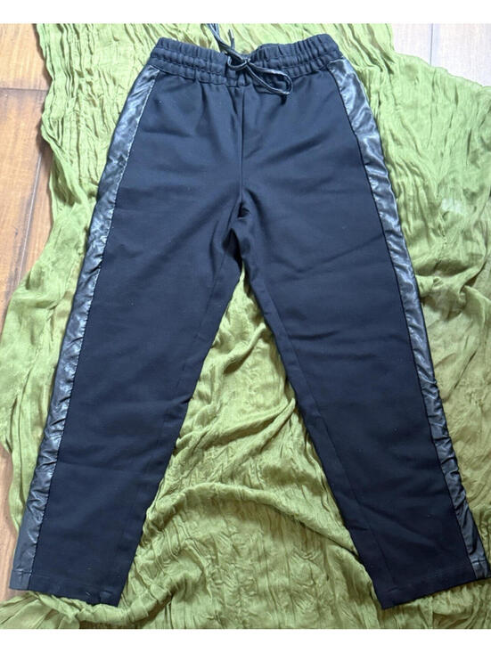BCBGMaxAzria Pants - BCBG MAX AZRIA Casual Glam Jogger Pants Womens XS Black Faux Leather Side Stripe